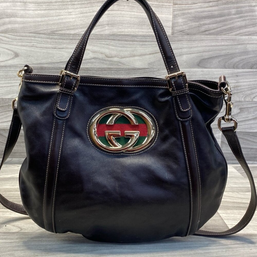 GUCCI Britt Black Leather Hobo Bag – Authentic – Entrupy Verified